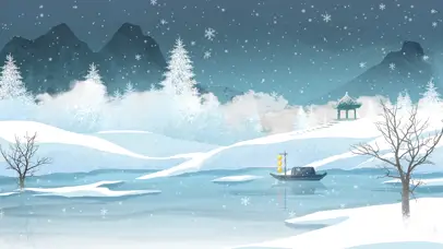 雪景中国风古风水墨风