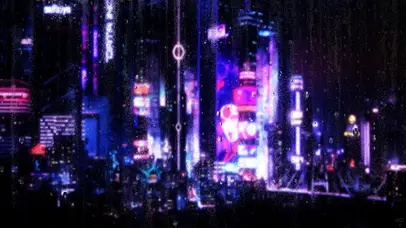 4k赛博朋克雨滴屏