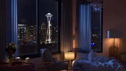 雨天房间玻璃雨点