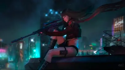 赛博朋克 狙枪少女
