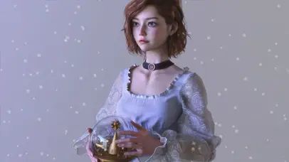 水晶玻璃球的女孩