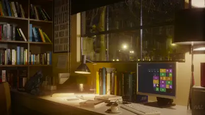 雨夜与猫为伴在书房