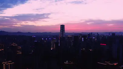 4k重庆唯美火烧云晚霞城市风光