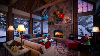 冬季下雪舒适的客厅