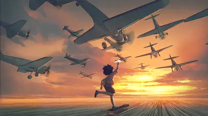 与飞机一起滑翔