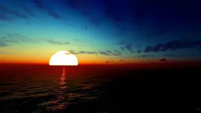 长河落日，海天一色