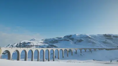 地平线冬天雪景风景