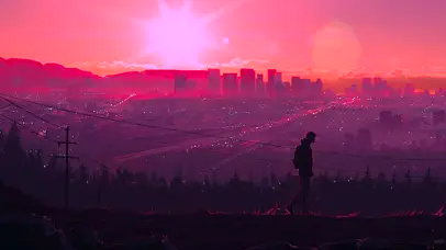 城市日落