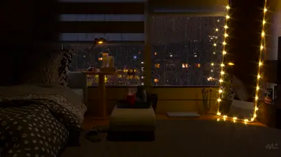 雨滴窗户舒适的房间