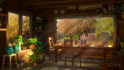 美丽秋天的早晨花园