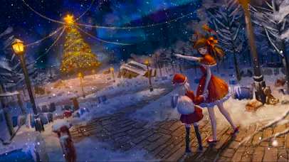 冬季星空之夜 圣诞少女