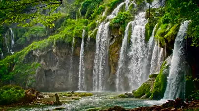 4K林地瀑布美景