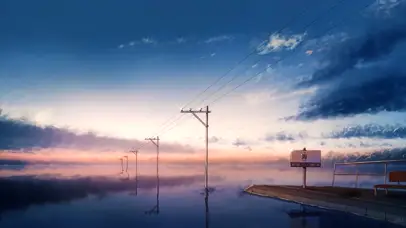 唯美海边的车站