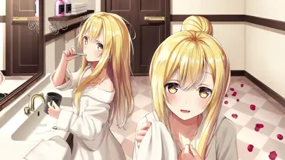 早上洗漱的姐妹花