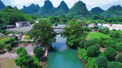 4k桂林山水风光古桥