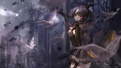 雨天城市白鸽少女