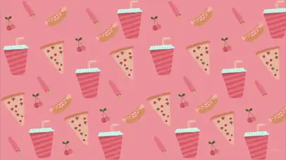 可爱粉嫩水果披萨美食夏天