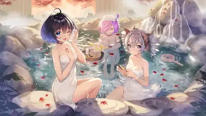 夏日温泉少女