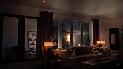 雨夜舒适的卧室