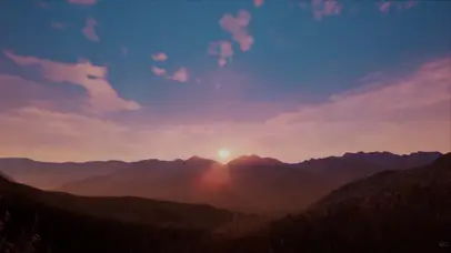 延时夕阳云