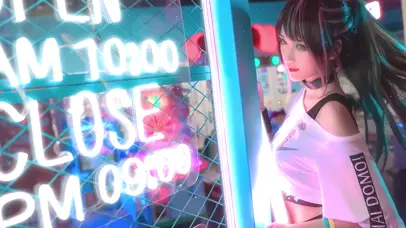 赛博科幻少女 白色光棒