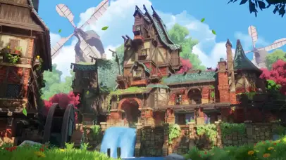 4K唯美治愈游戏城堡小镇风景