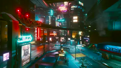 赛博朋克城市街头夜景