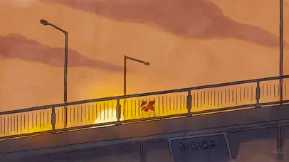 天桥上的柯基狗狗