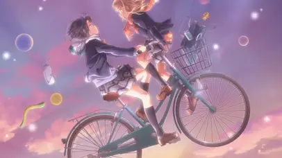 梦幻空中自行车少女