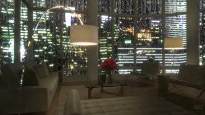 城市大厦玻璃雨滴