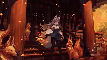 神社火狐少女