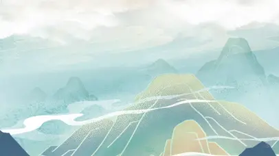 中国风山间飞鹤云雾