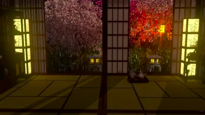 日式房间夜晚雨