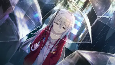 雨中疲惫的少女
