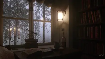 窗户雨滴安静图书馆