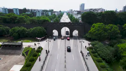 4K湖北荆州古城墙古城