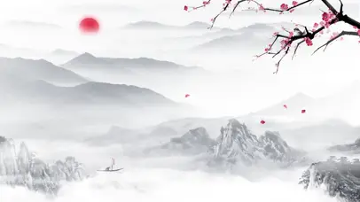 中国风山水梅花