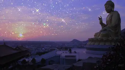 夕阳大佛佛像黄昏坐佛如来4k