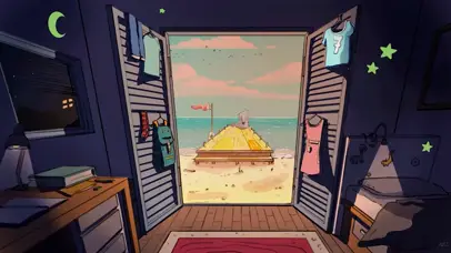 插画-海边的木屋