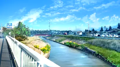 4k河堤蓝天白云