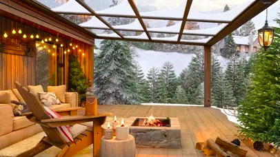 雪天别墅木屋