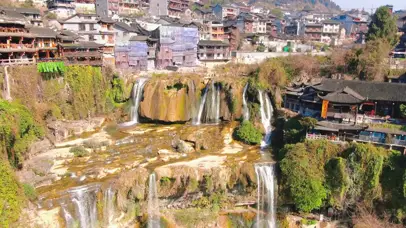 4K湖南湘西芙蓉镇4A旅游景点