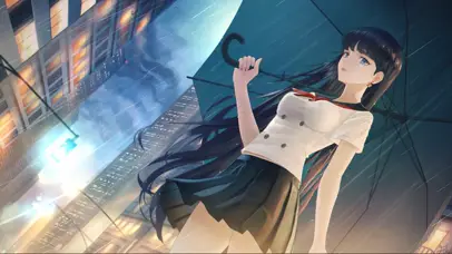 雨天伞下水手服少女