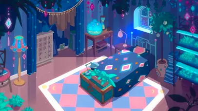 温馨夜晚卡通房间