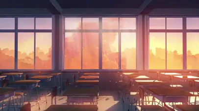 黄昏中回忆的教室