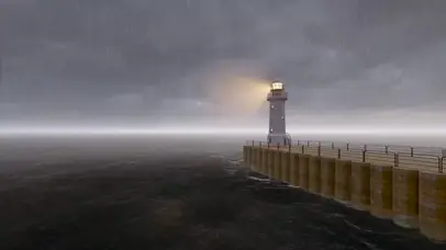 暴风雨中的海岸灯塔