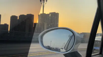 4K车窗风景夕阳