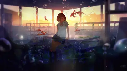 与鱼为伴的女孩