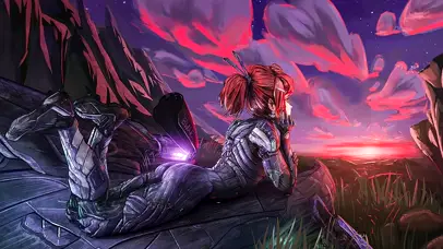 瓦努族女孩看日落