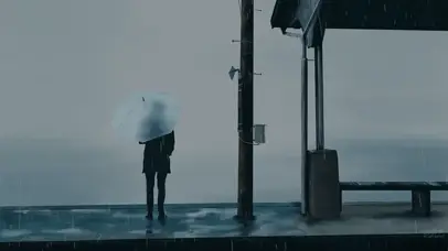 雨中观海